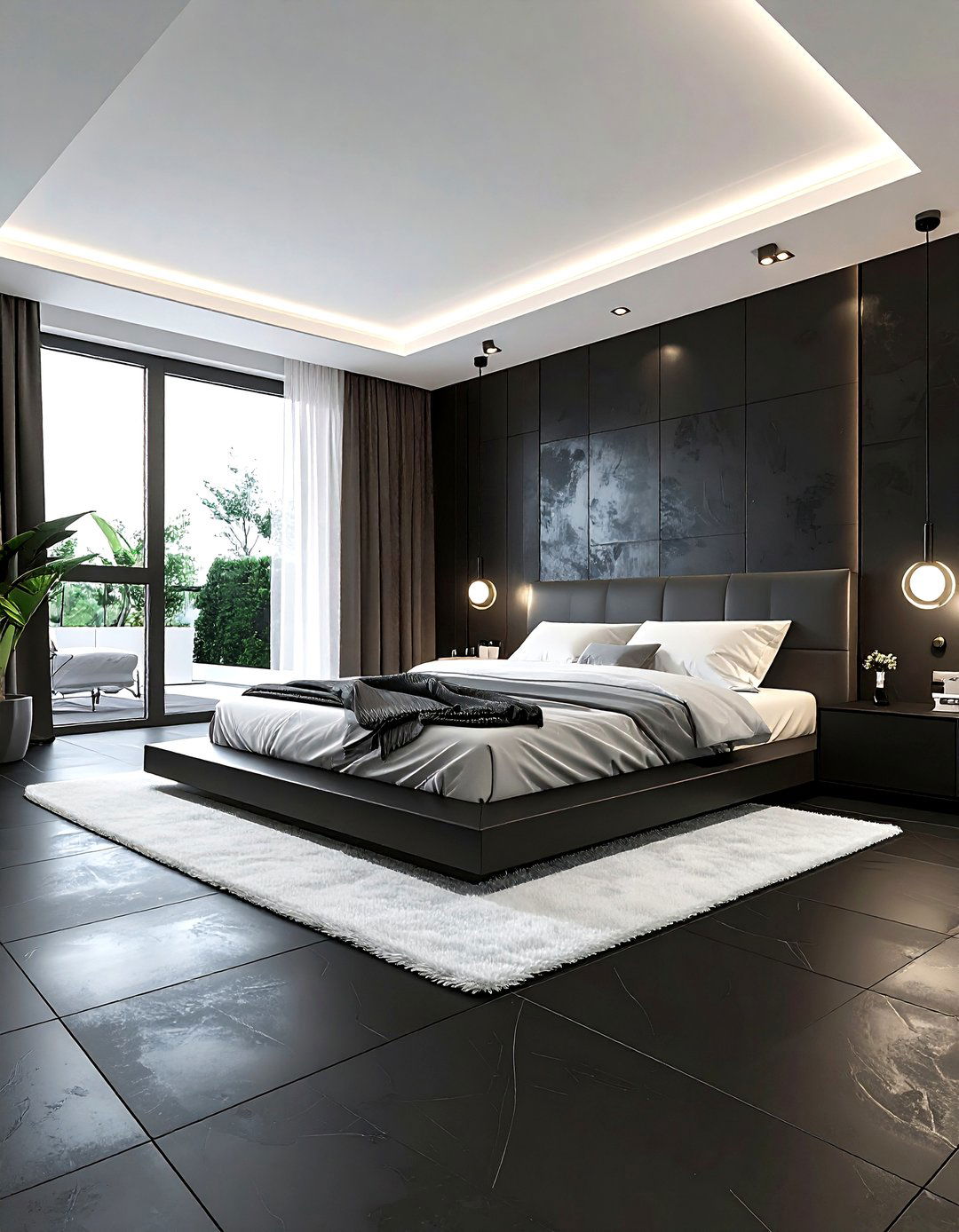 Black Floor Tiles - 30 contemporary black bedroom ideas