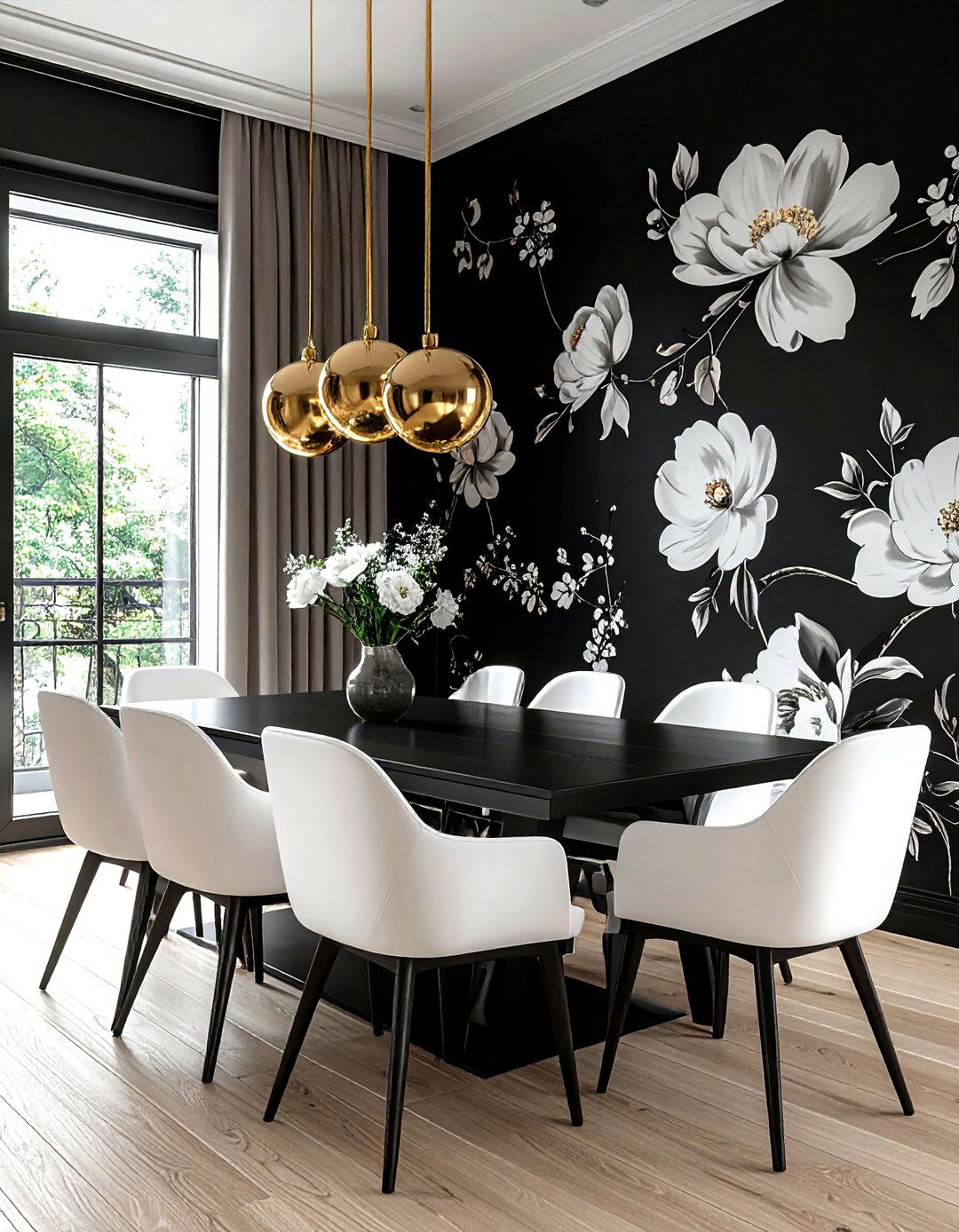 Black Floral Dining Room - 30 floral dining room ideas