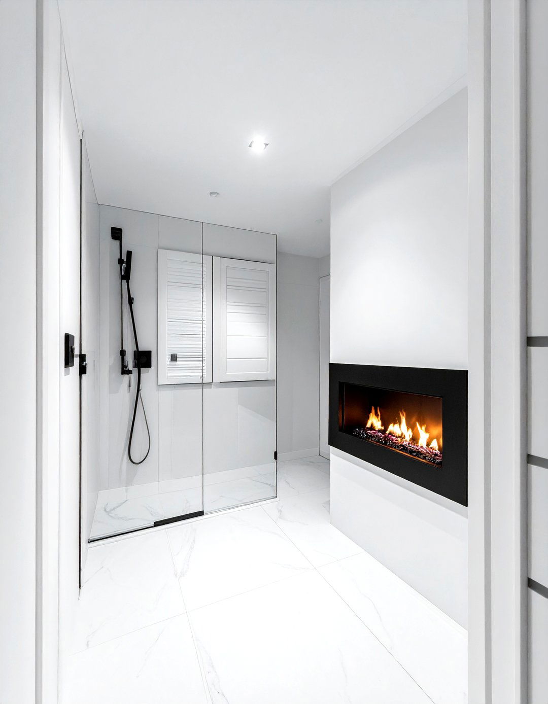 Black Frame Fireplace Bathroom - 30 bathroom with fireplace ideas