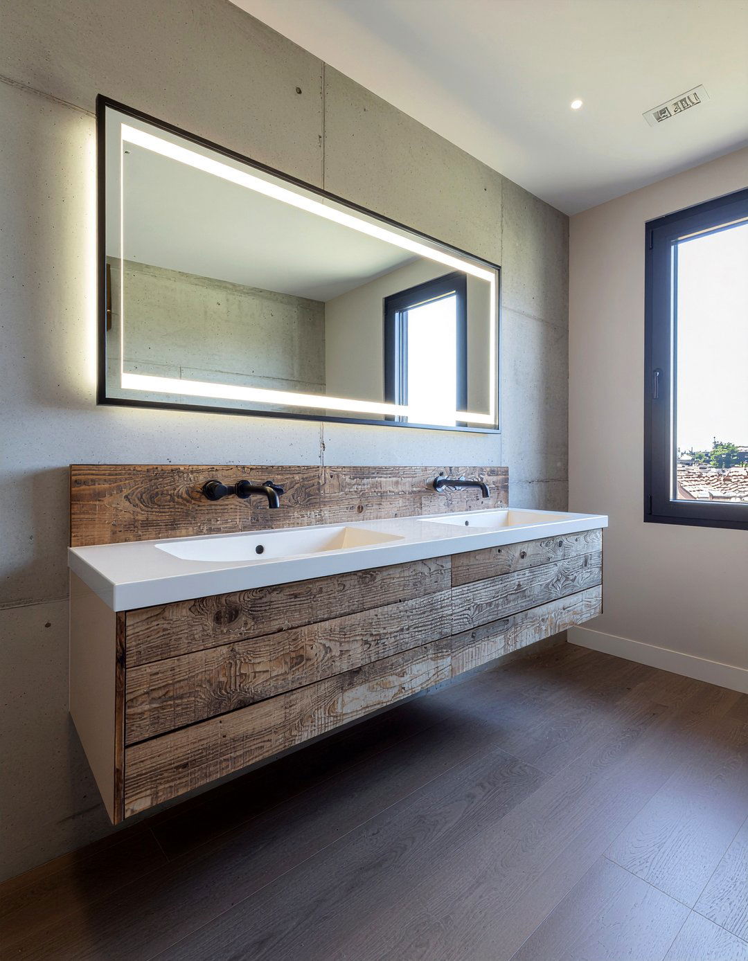 Black Frame LED Mirror - 30 LED bathroom mirror ideas