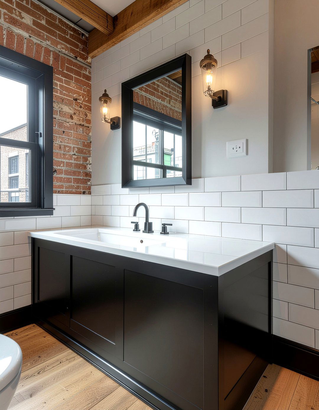 Black Frame Niche - 30 bathroom recessed shelf ideas