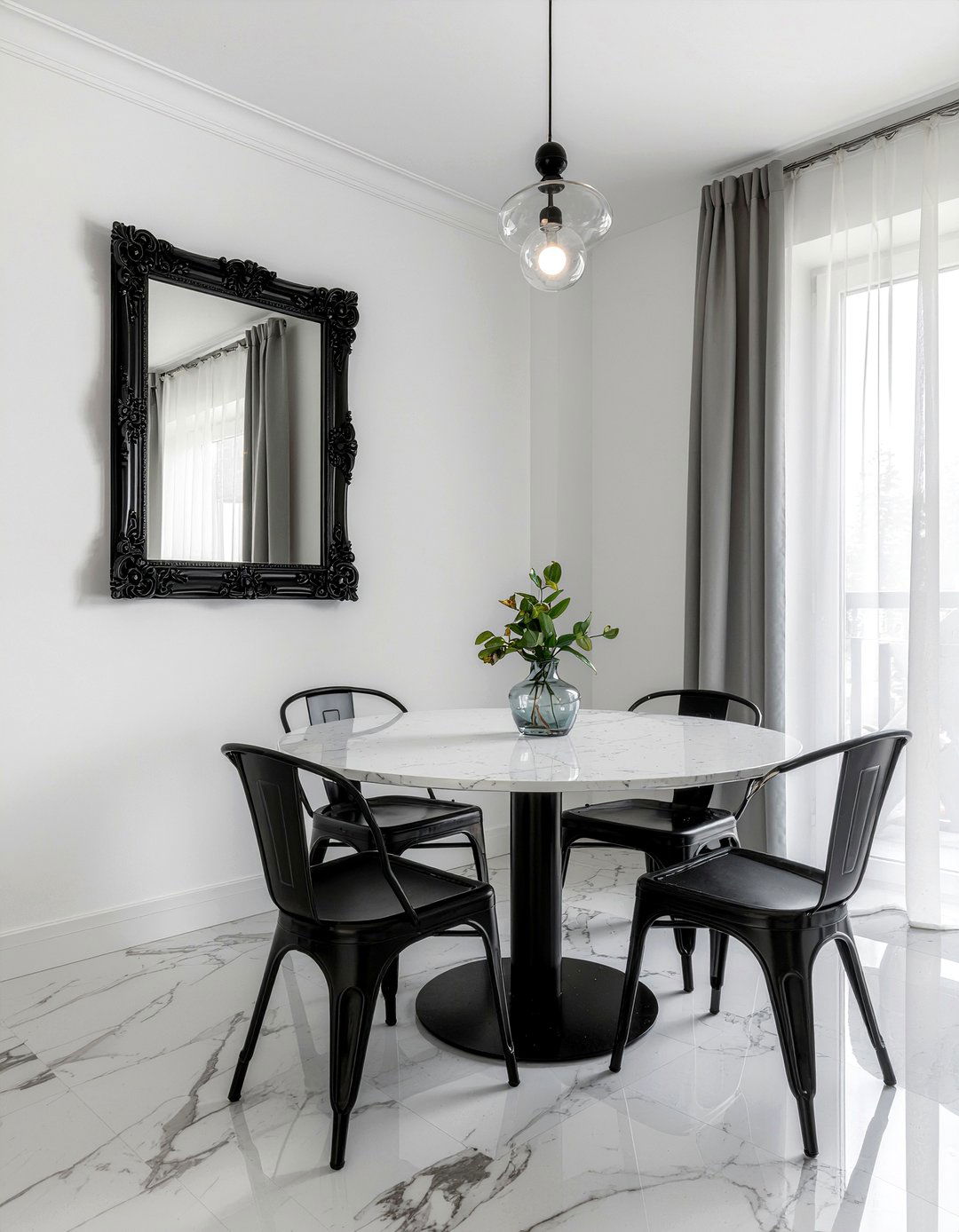 Black Frame Ornate Mirror In Modern Dining Room - 30 ornate mirror dining room ideas