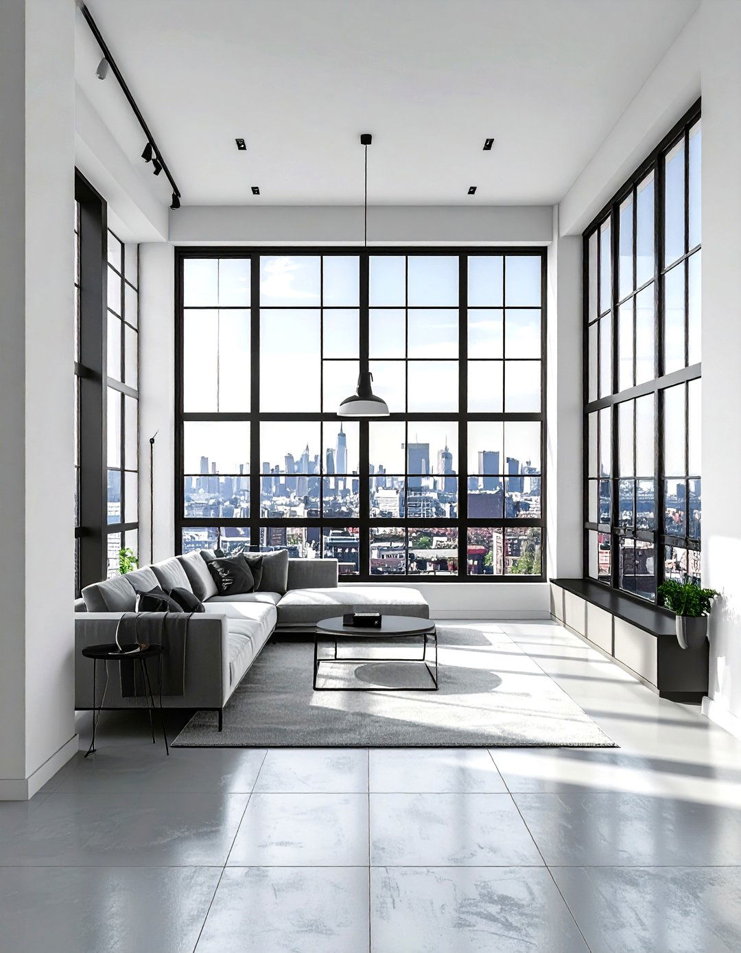 Black Frame Window - 30 loft living room ideas