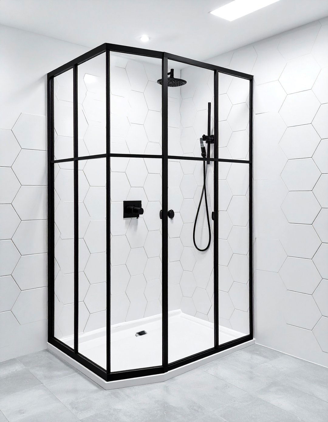 Black Framed Shower Screen - 30 bathroom renovation ideas