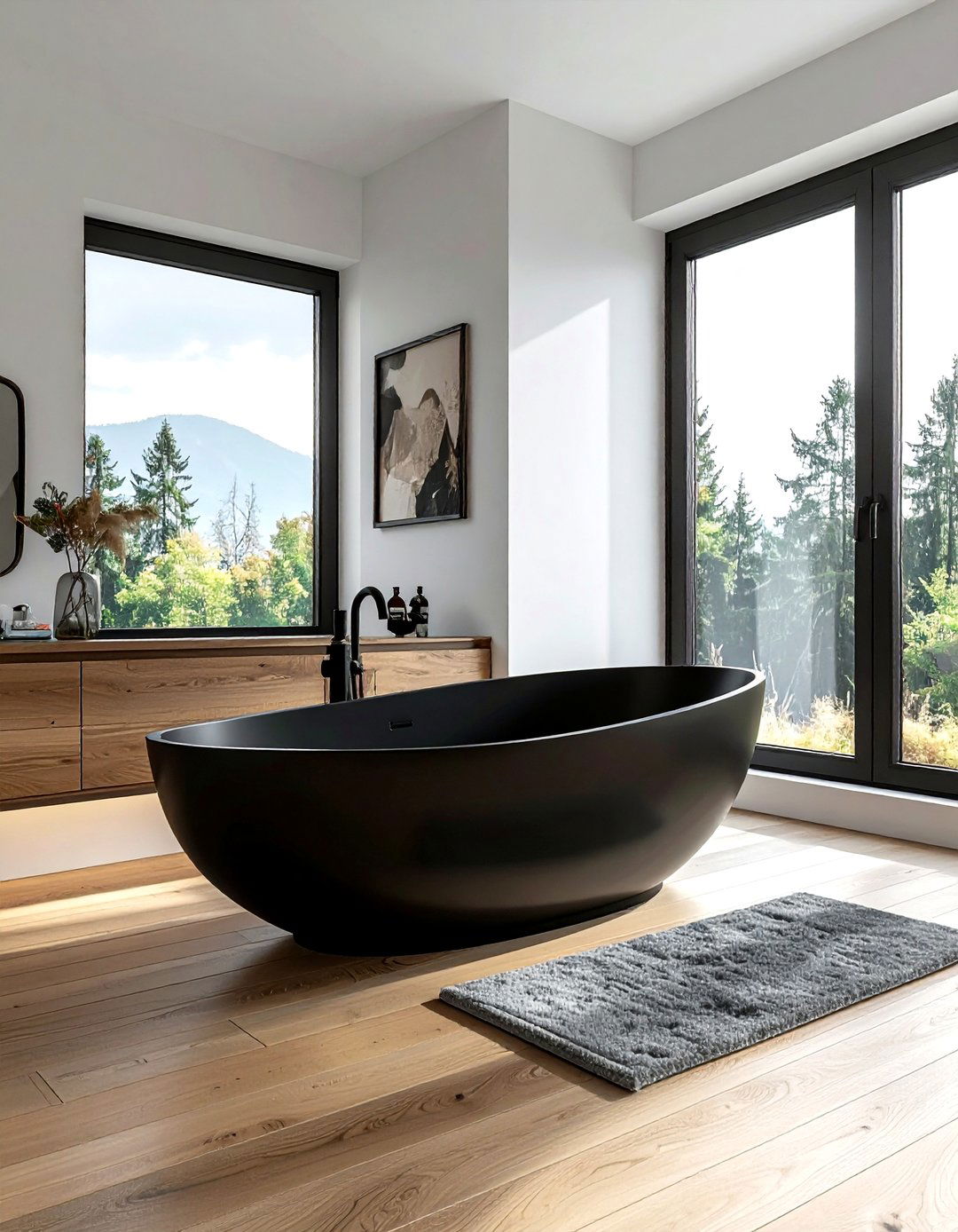 Black Freestanding Tub - 30 black bathroom design ideas