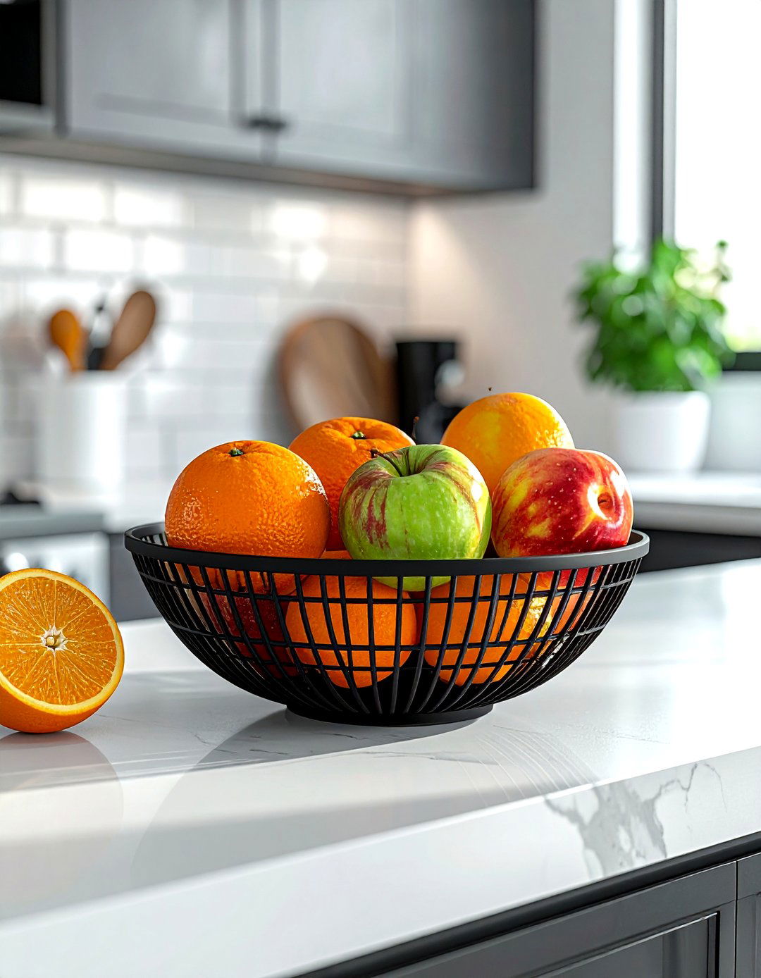 Black Fruit Bowl - 30 black kitchen accessories ideas