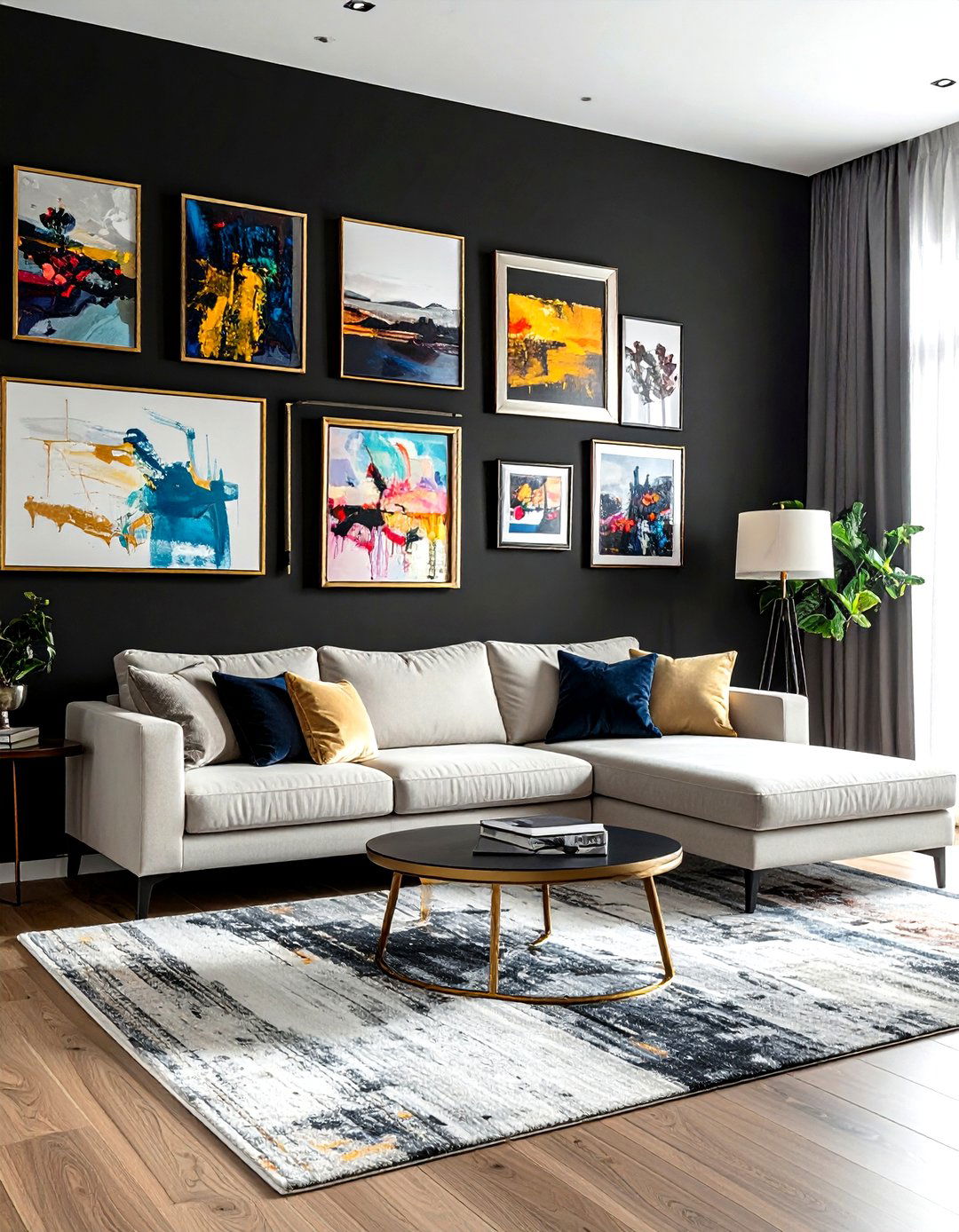 Black Gallery Wall Living Room - 30 living room black walls