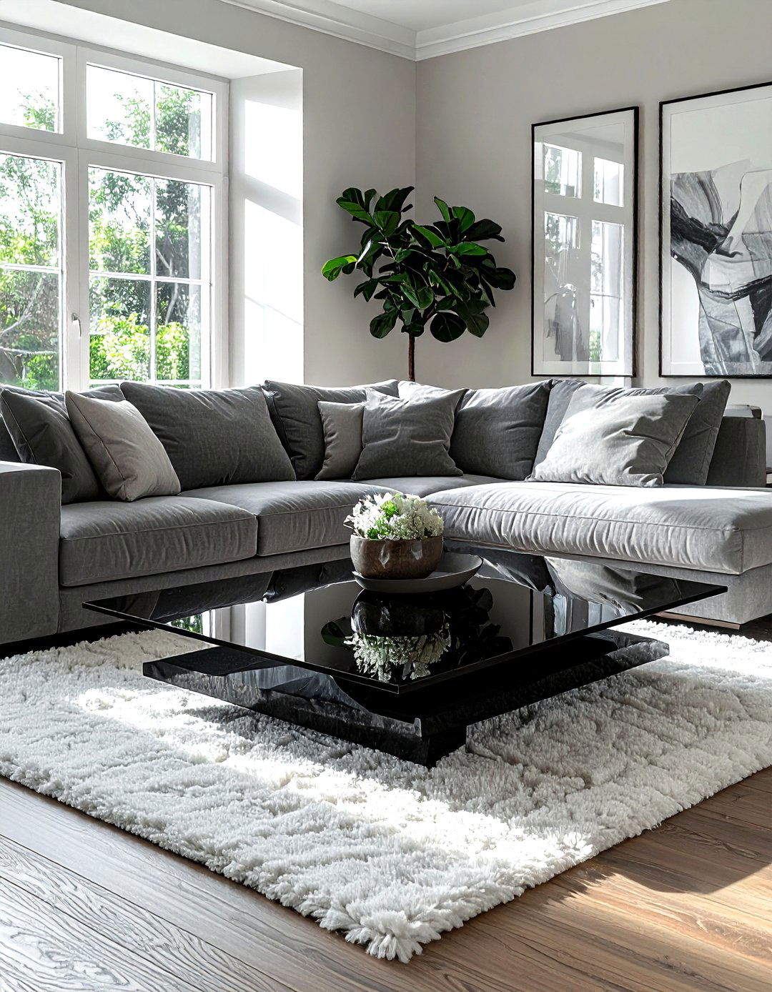 Black Glass Coffee Table - 30 contemporary black living room ideas