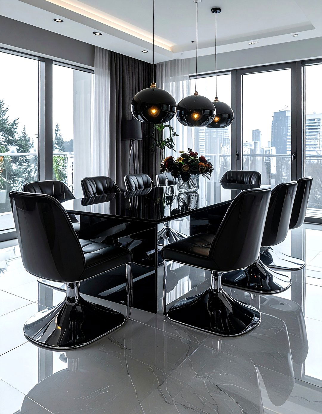 Black Glass Dining Room - 30 black dining room ideas