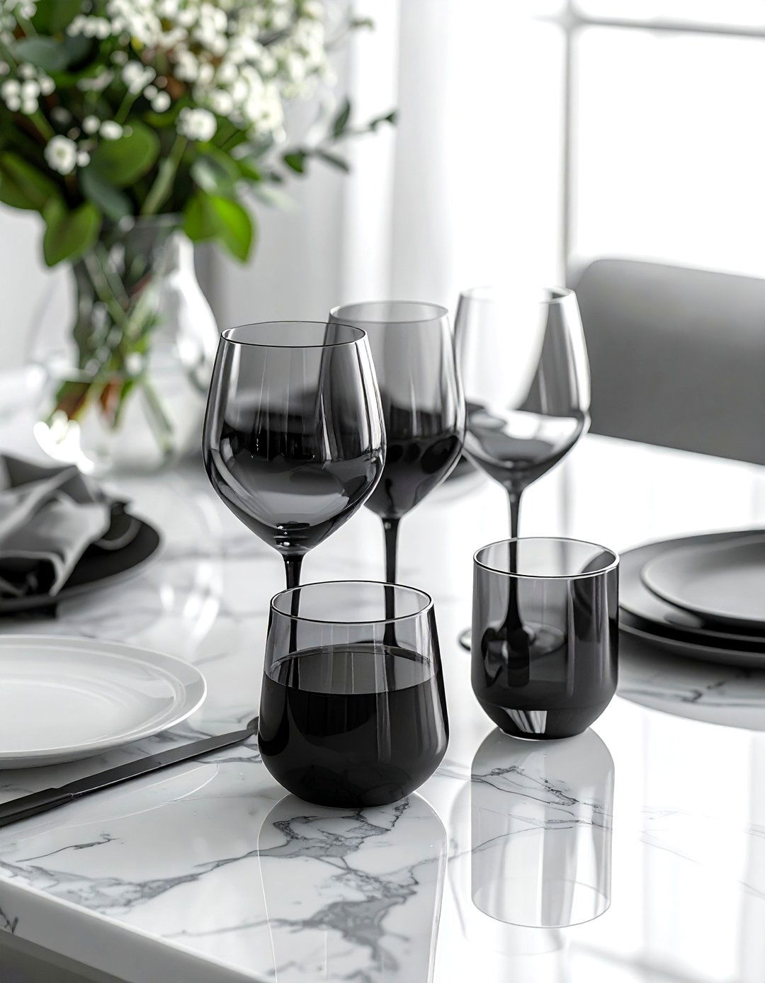 Black Glassware Set - 30 black dining room accessories ideas