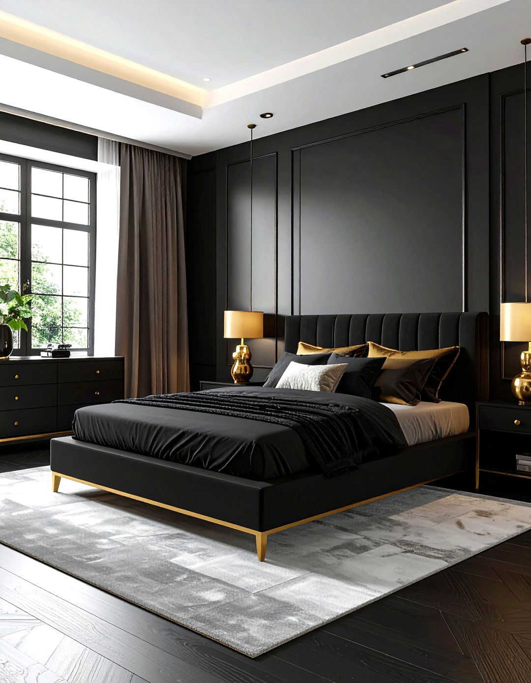 Black Gold Bedroom - 30 minimalist black bedroom ideas
