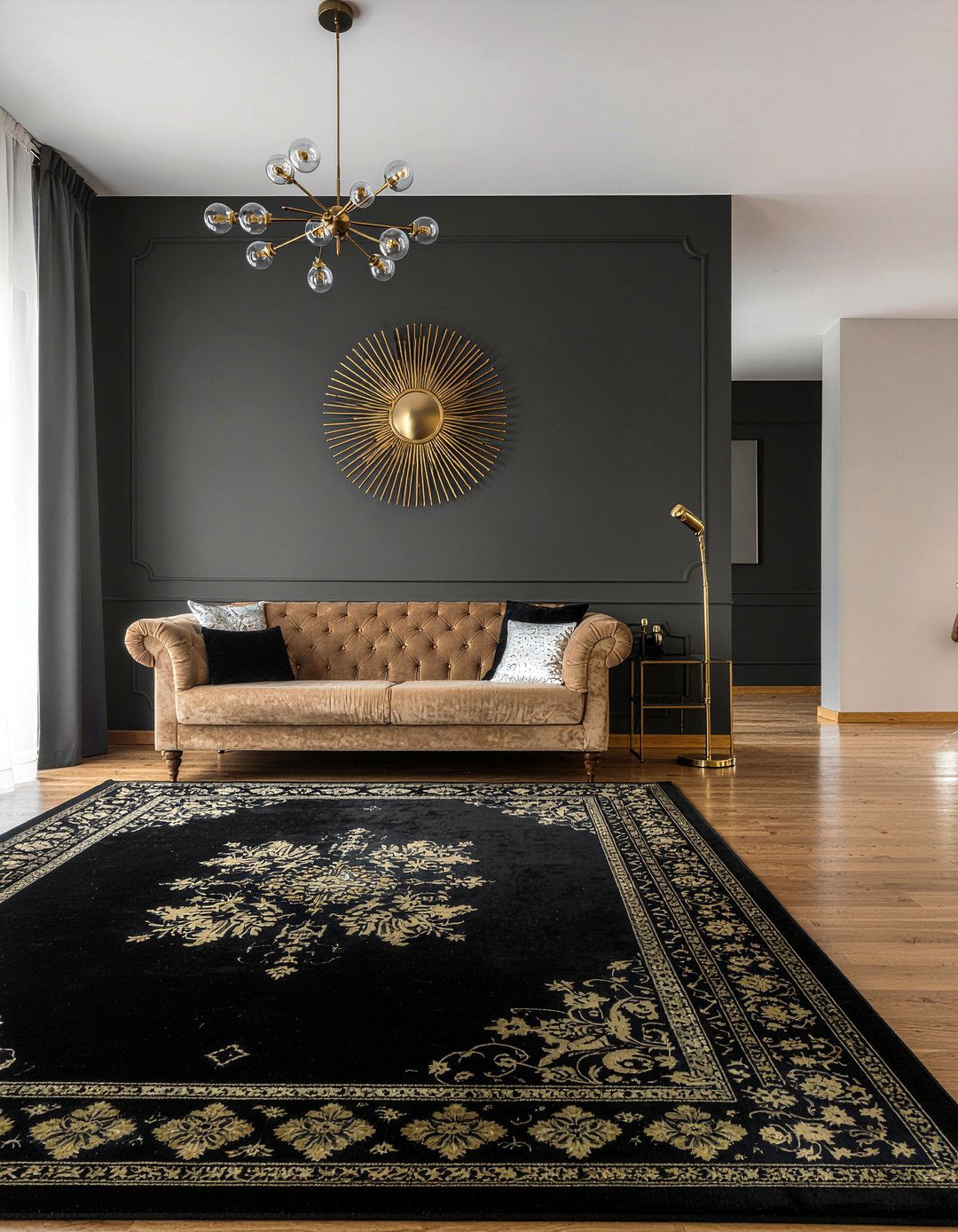 Black Gold Oriental Rug - 30 living room oriental rugs