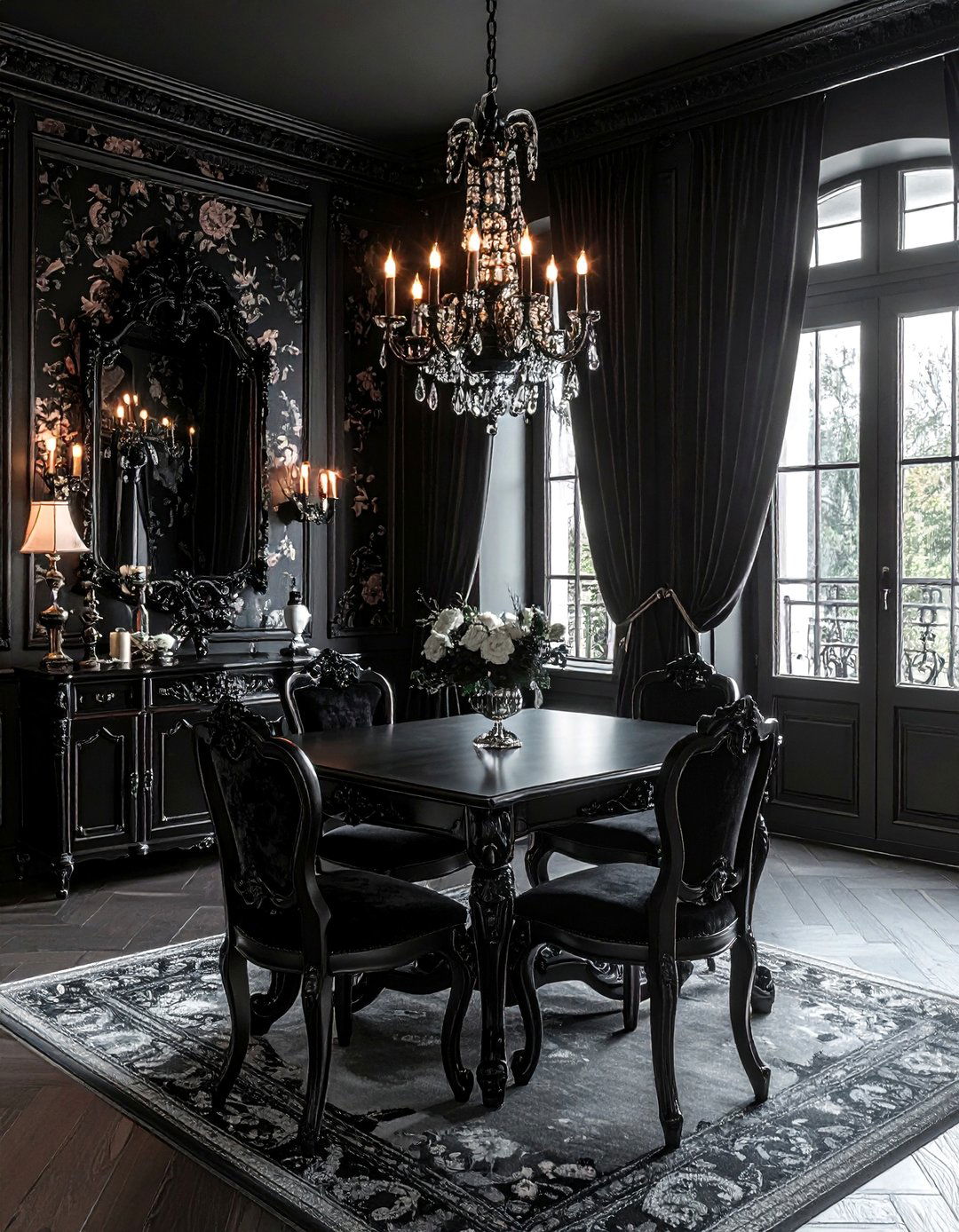 Black Gothic Dining Room - 30 black dining room design ideas