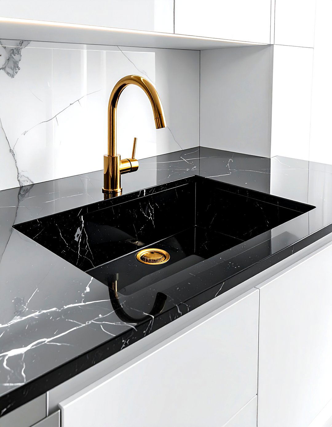 Black Granite Integrated Sink - 30 integrated sink kitchen ideas