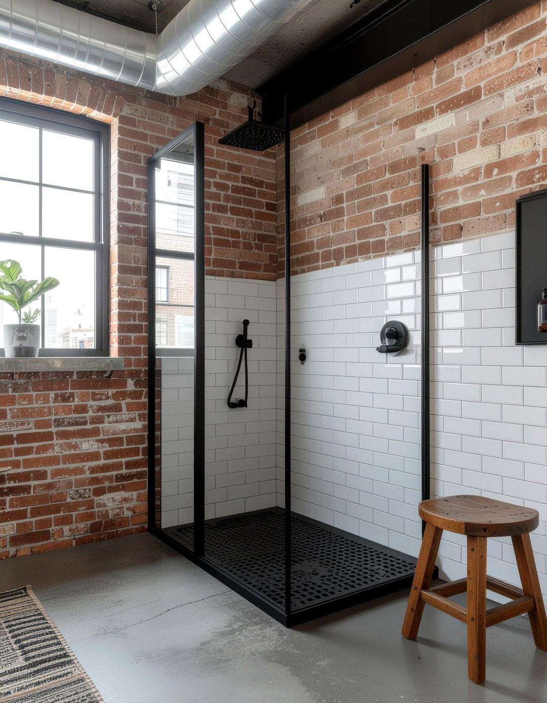 Black Grid Shower Door - 30 bathroom glass door ideas