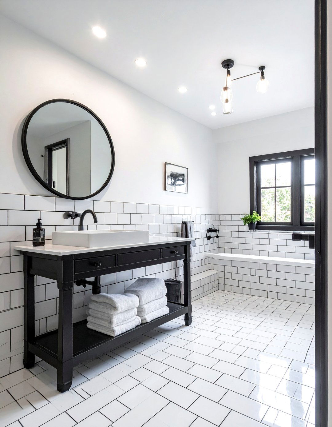 Black Grout Beveled Subway Tile - 30 beveled subway tile bathroom ideas