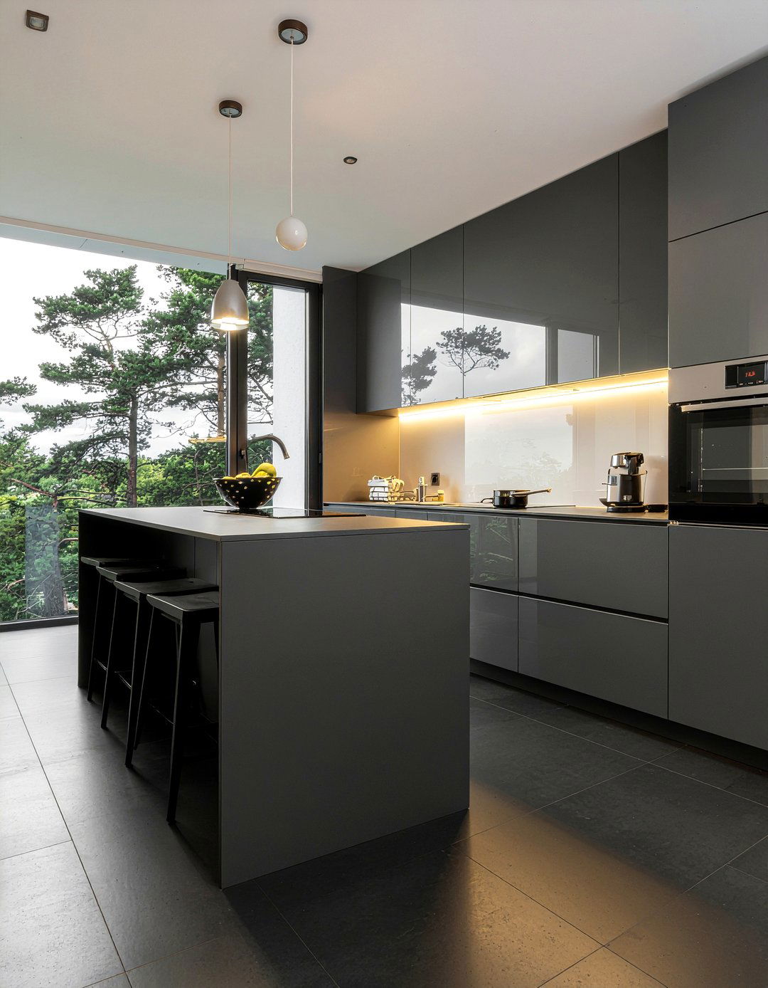 Black Grout Tile - 30 all black kitchen ideas