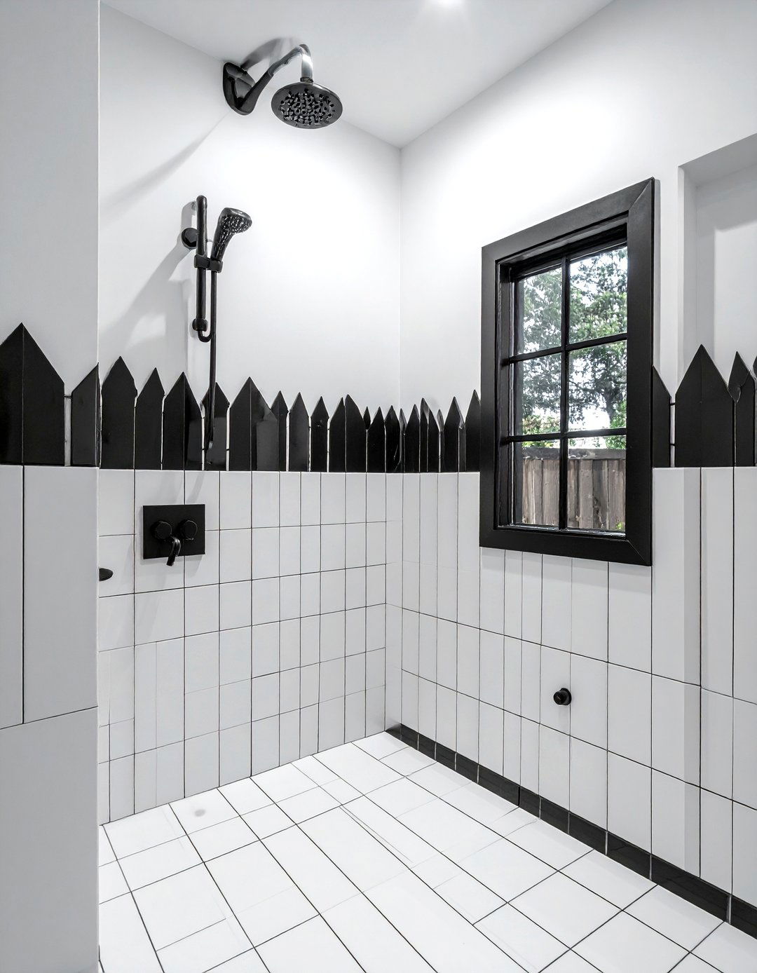 Black Grout White Picket Tile - 30 picket tile bathroom ideas