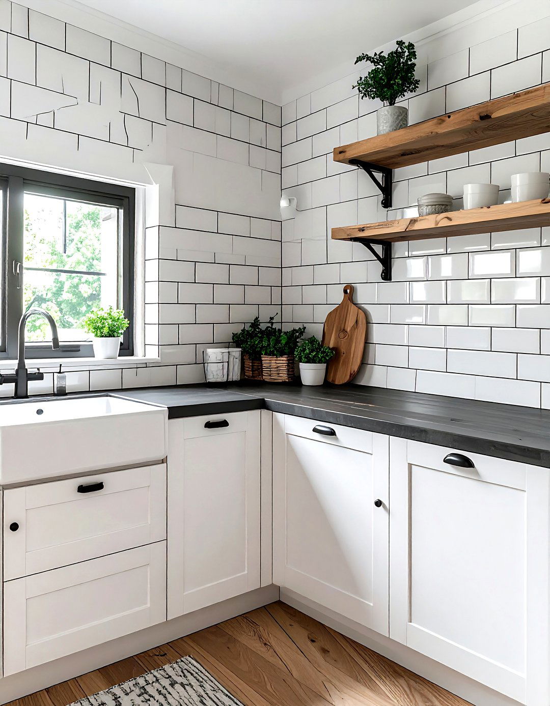 Black Grout - 30 black accent kitchen ideas