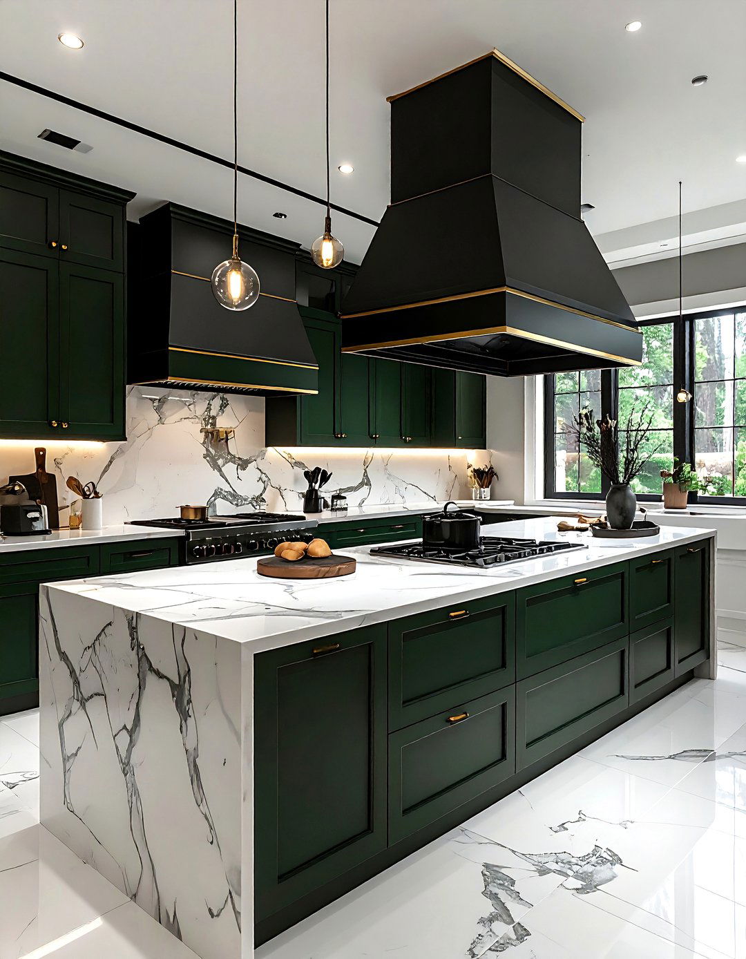 Black Hood Brass Strapping - 30 black hood kitchen ideas