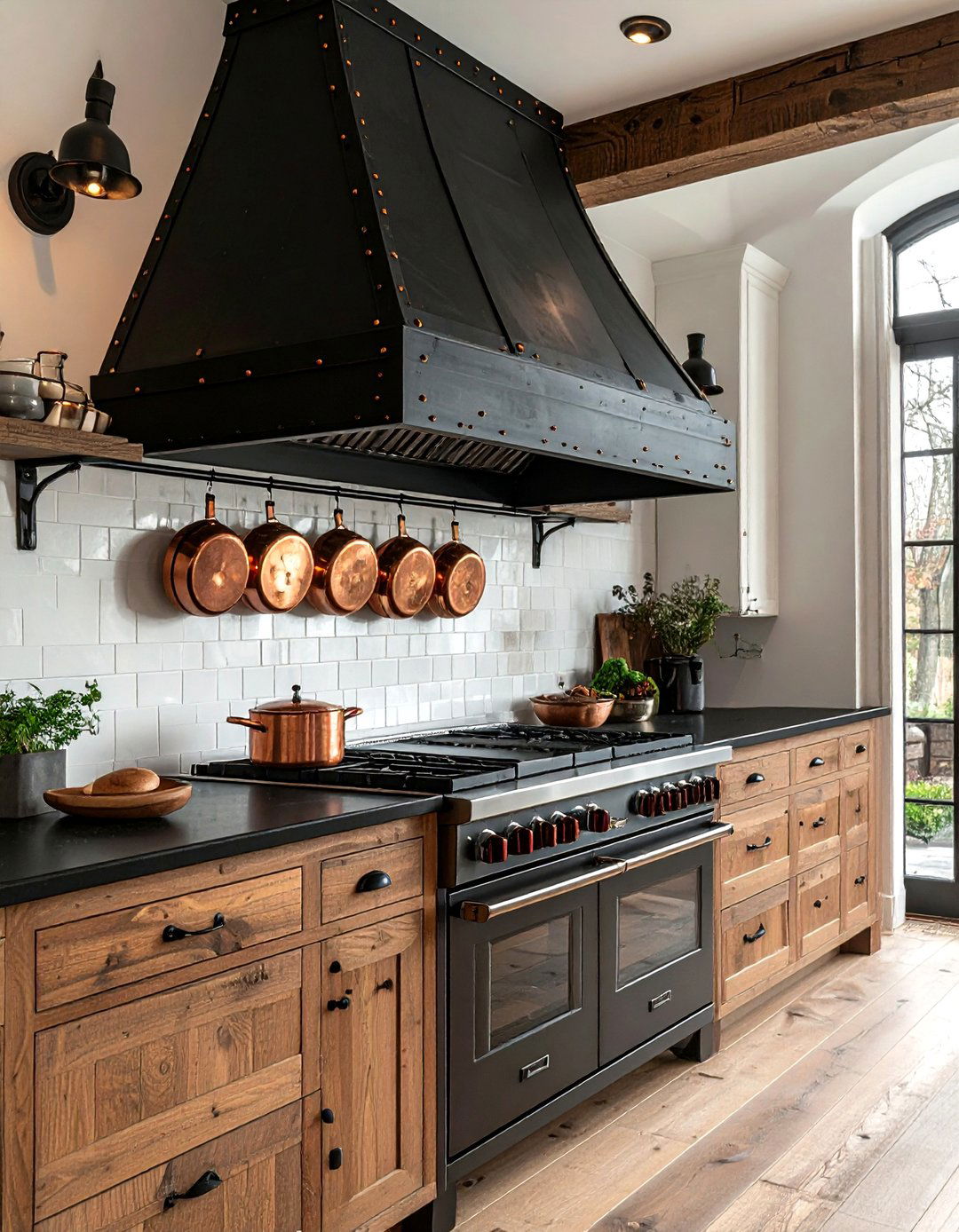 Black Hood Copper Details - 30 black hood kitchen ideas