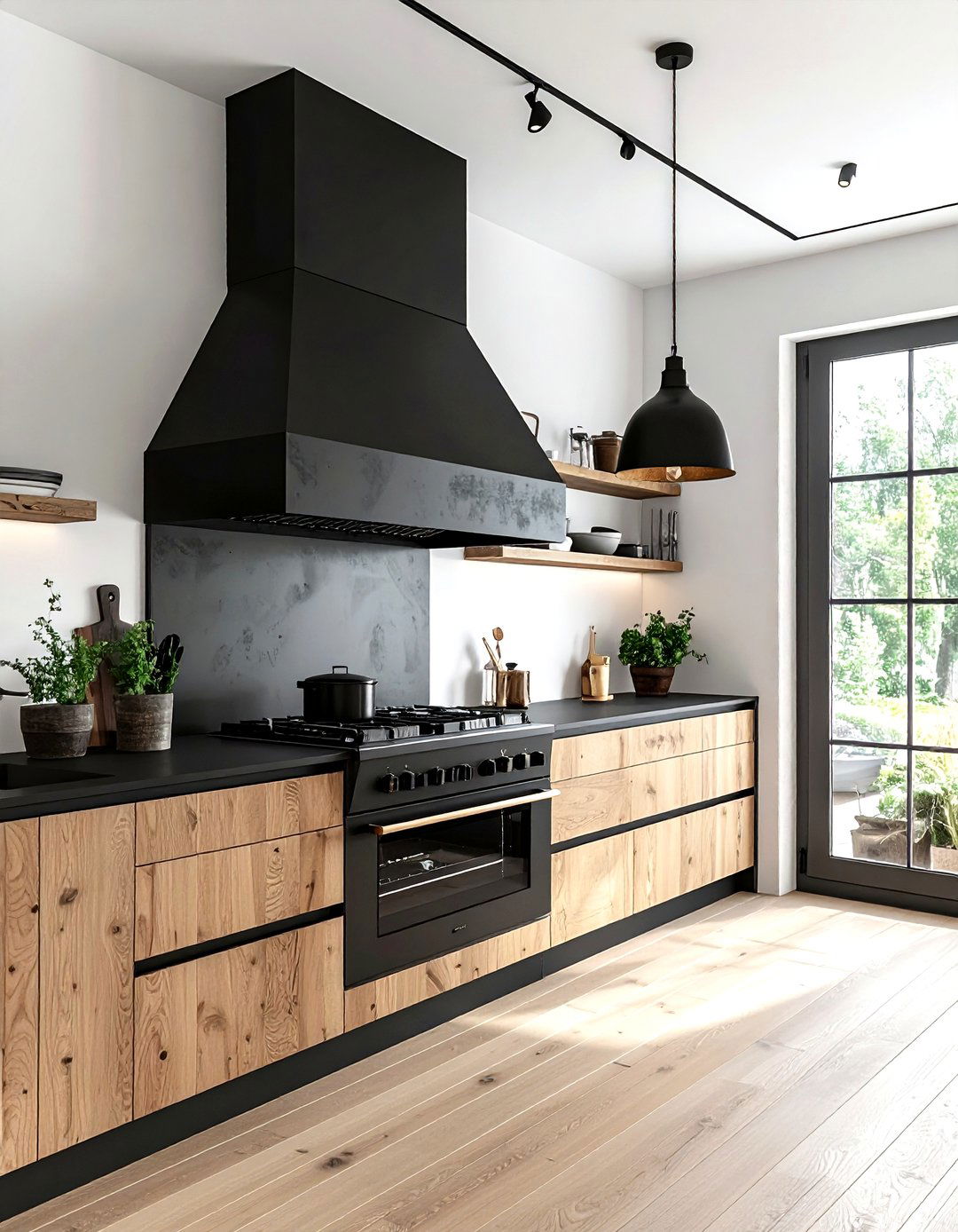 Black Hood Oak Accents - 30 black hood kitchen ideas