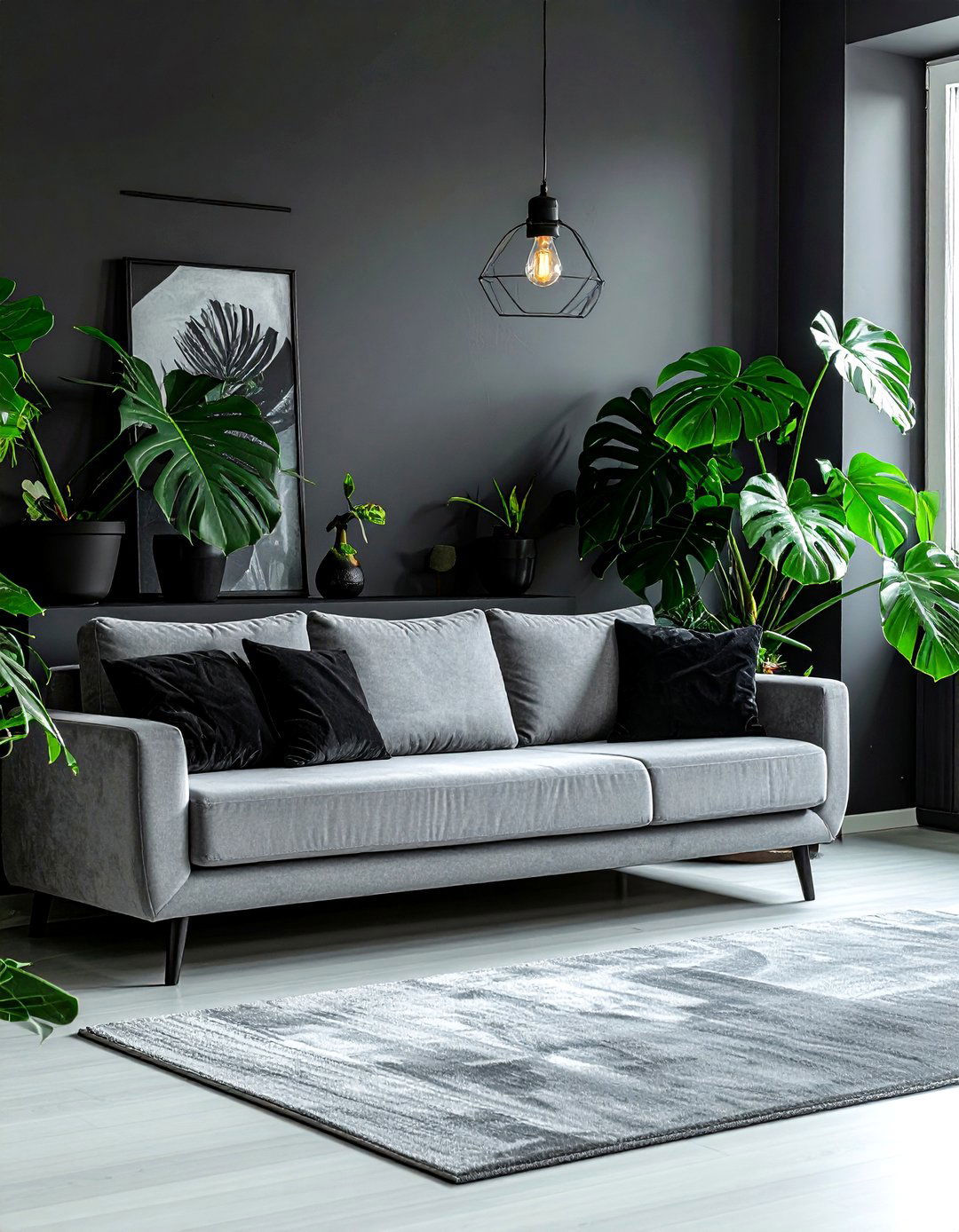 Black Indoor Plants - 30 contemporary black living room ideas