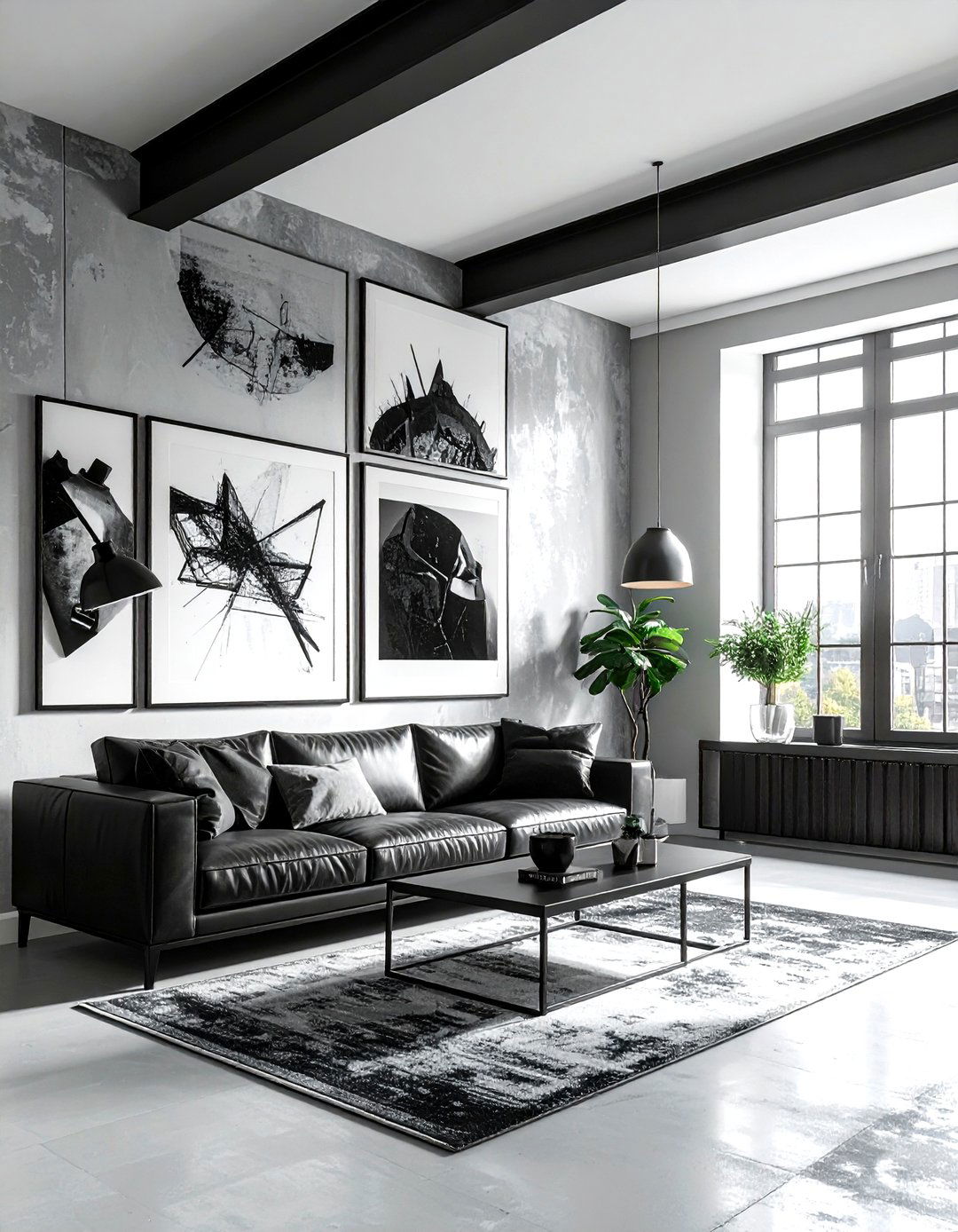 Black Industrial Wall Art - 30 industrial black living room ideas