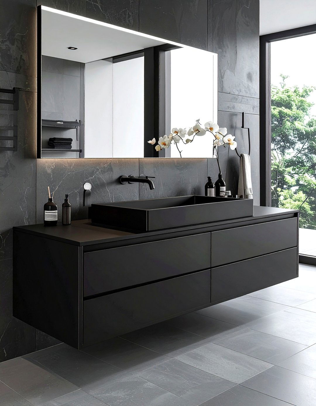 Black Integrated Sink Vanity - 30 black bathroom furniture ideas