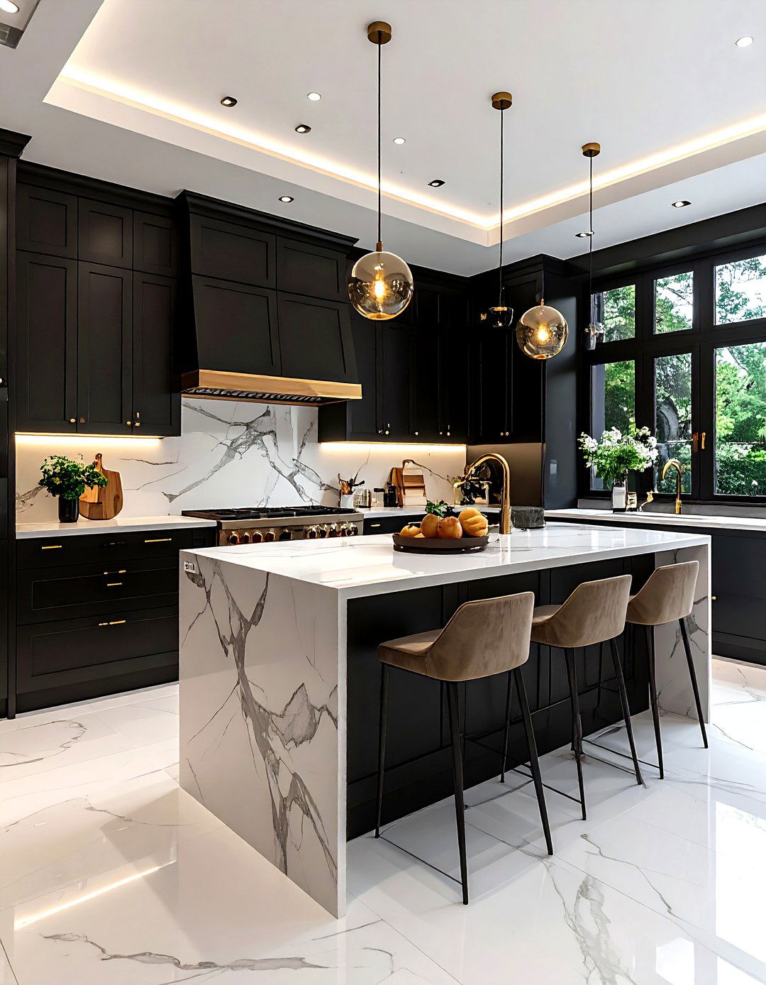 Black Kitchen Cabinet - 30 lake house kitchen ideas