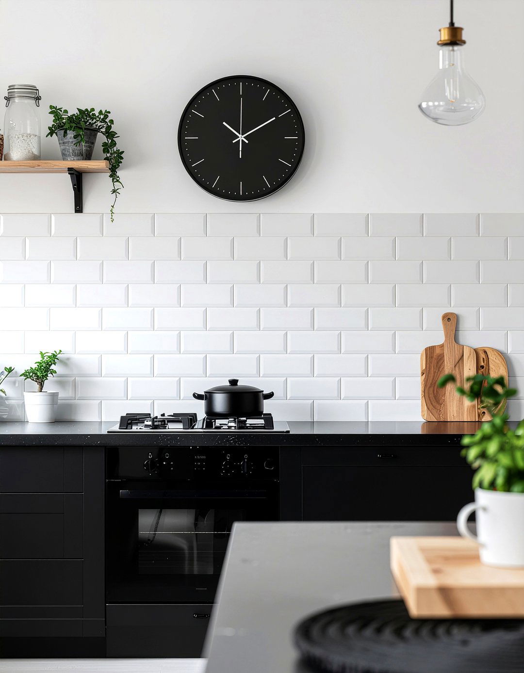 Black Kitchen Clock - 30 kitchen clock ideas