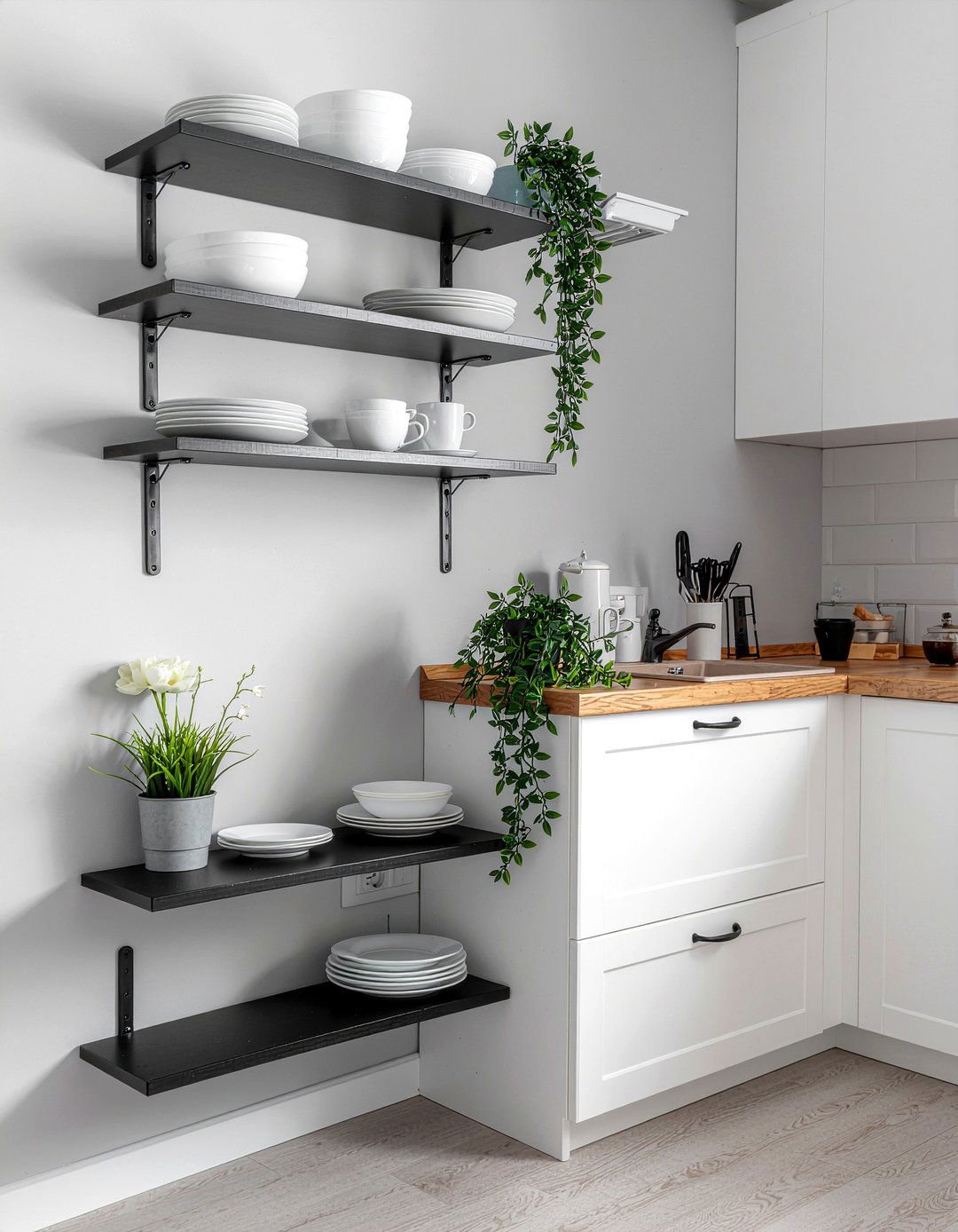 Black Kitchen Open Shelves - 30 black kitchen ideas