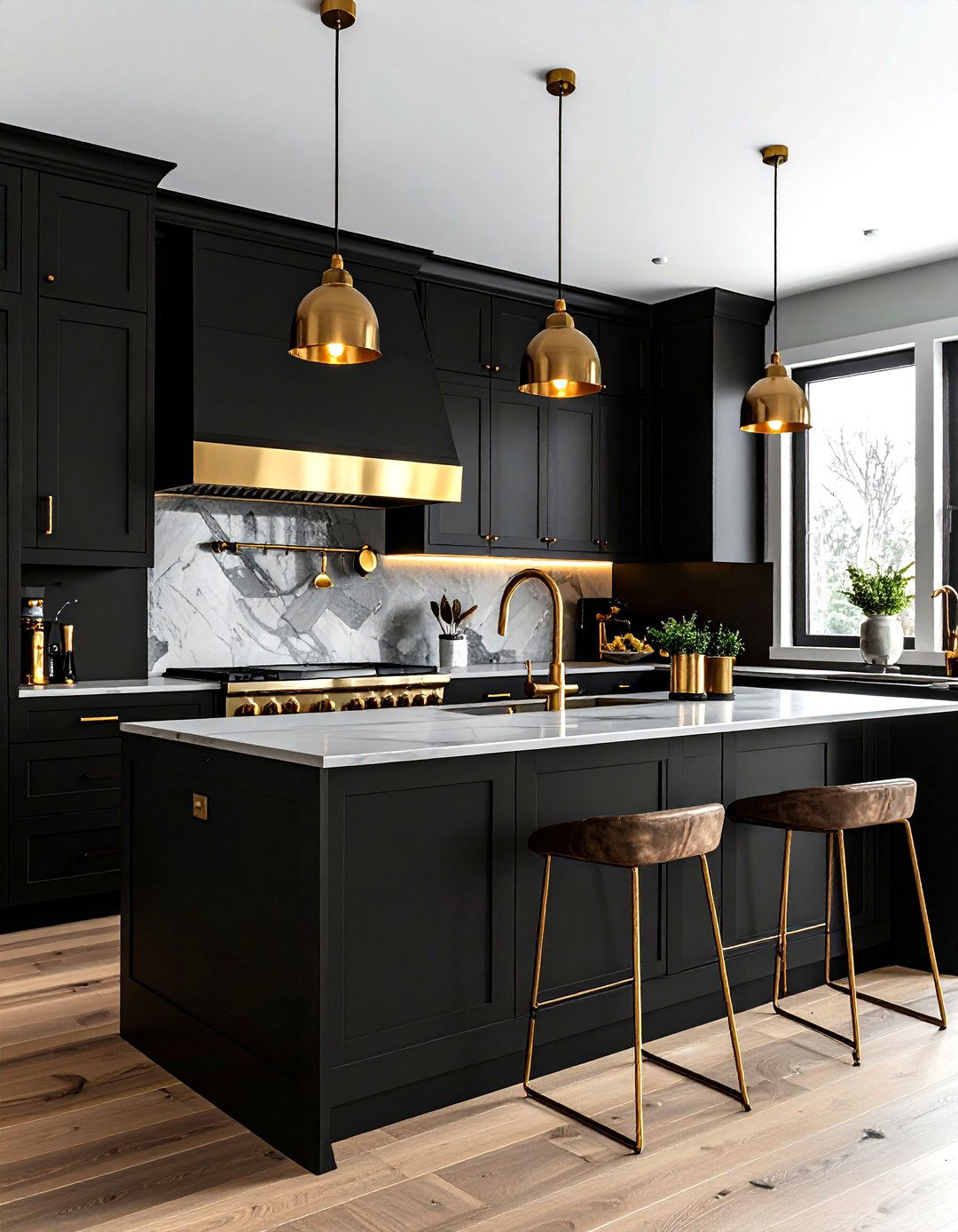 Black Kitchen With Gold Hardware - 30 dark black kitchen ideas