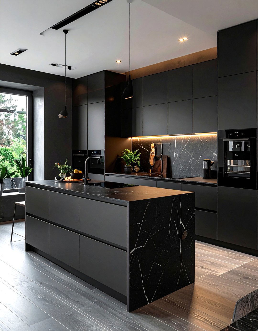 Black Kitchen With Integrated Appliances - 30 dark black kitchen ideas