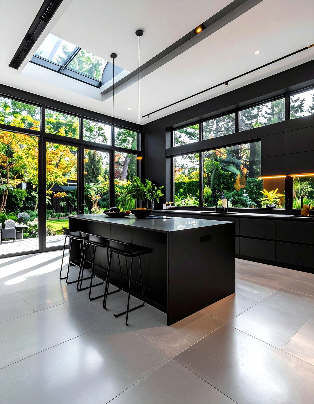 Black Kitchen With Large Windows - 30 dark black kitchen ideas