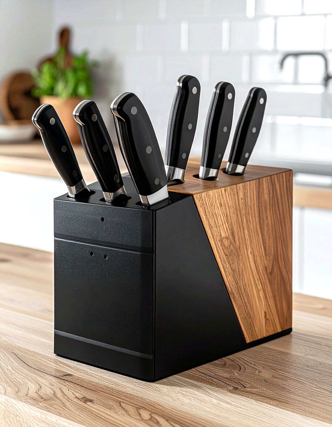 Black Knife Block - 30 black kitchen accessories ideas