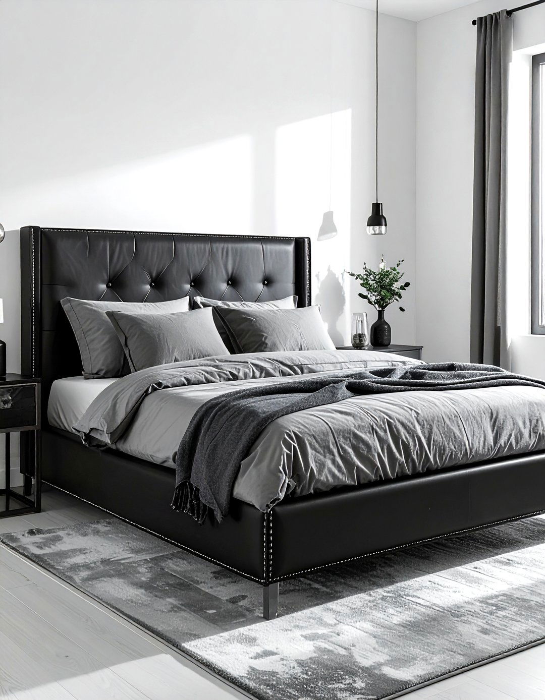 Black Leather Bed - 30 contemporary black bedroom ideas