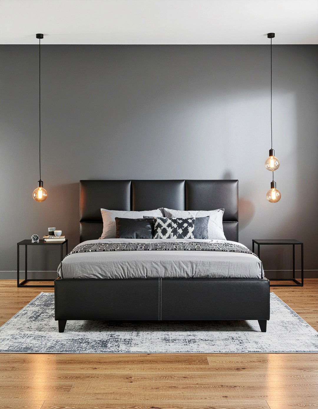 Black Leather Channel Headboard - 30 bedroom channel tufted headboards