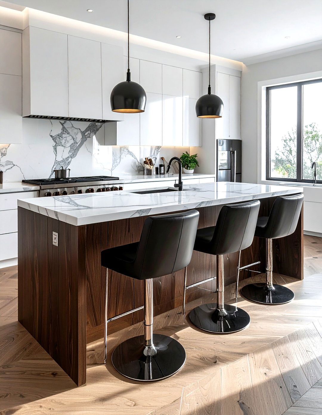 Black Leather Counter Stool - 30 counter stool kitchen ideas