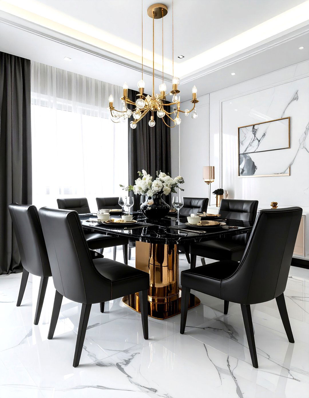 Black Leather Dining - 30 leather dining room ideas