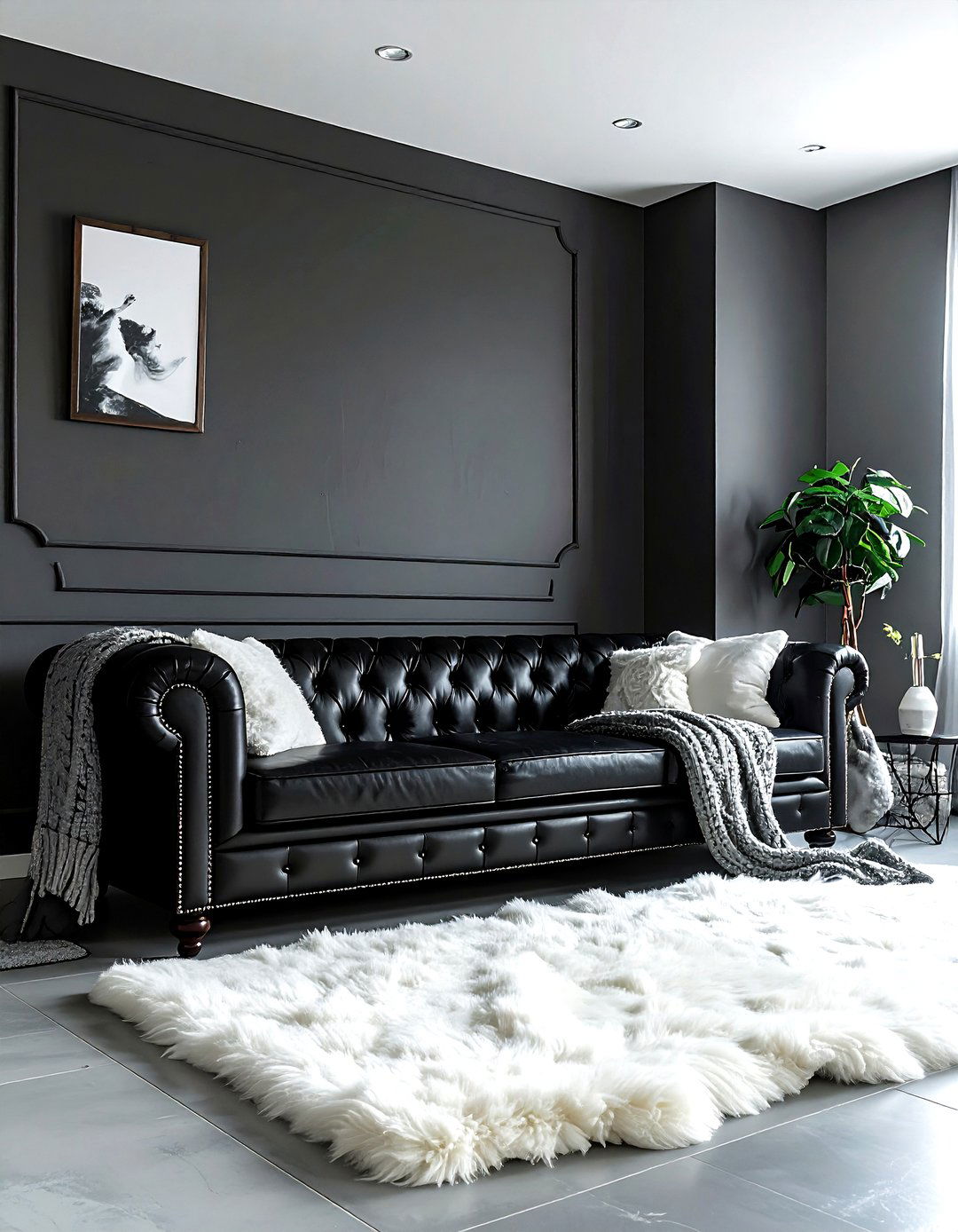 Black Leather Furniture - 30 dark black living room ideas