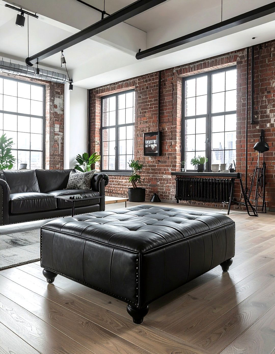 Black Leather Ottoman - 30 living room ottomans