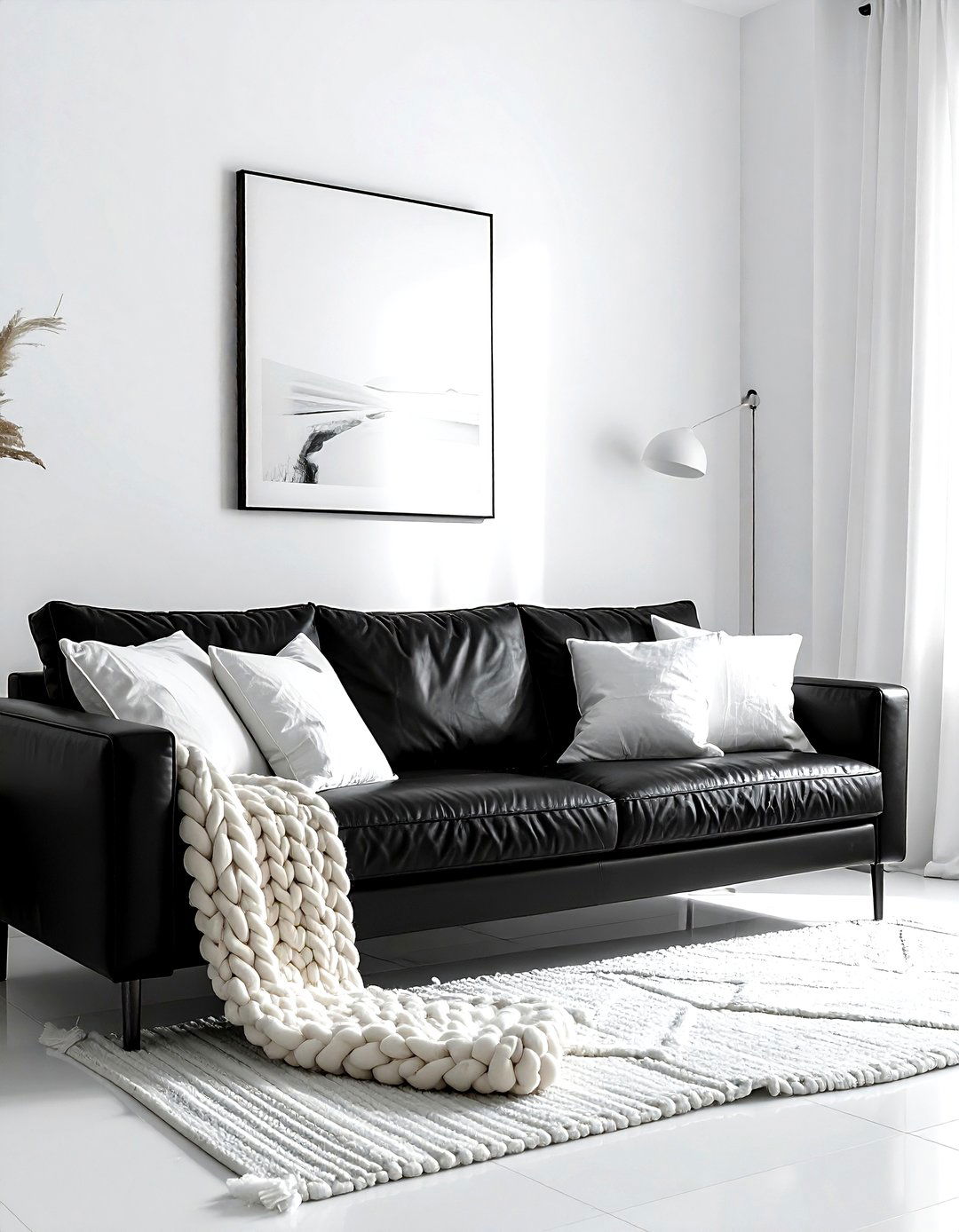 Black Leather Sofa White Interior - 30 black and white decor ideas