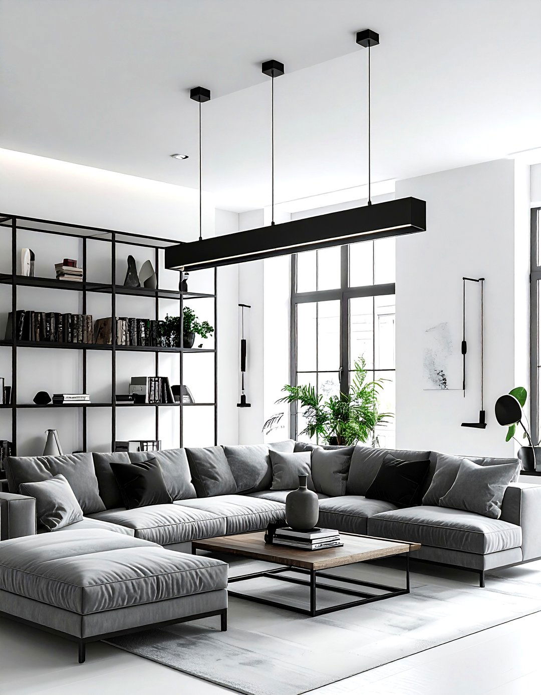 Black Linear Chandelier - 30 living room chandeliers
