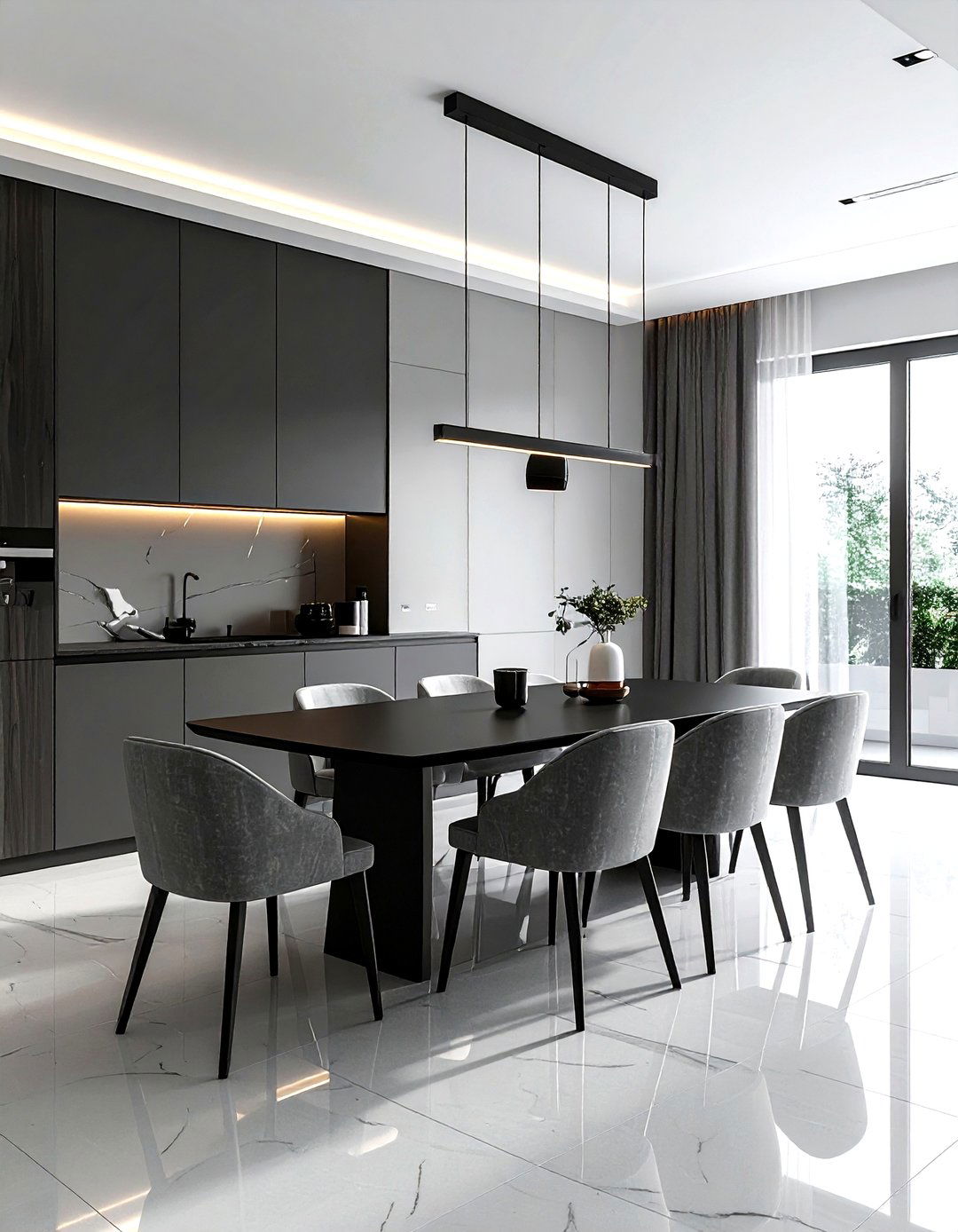 Black Linear Light - 30 dining room lighting design