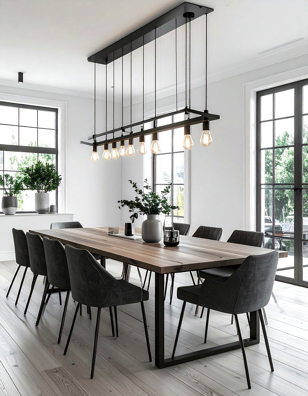 Black Linear Light - 30 dining room chandelier ideas