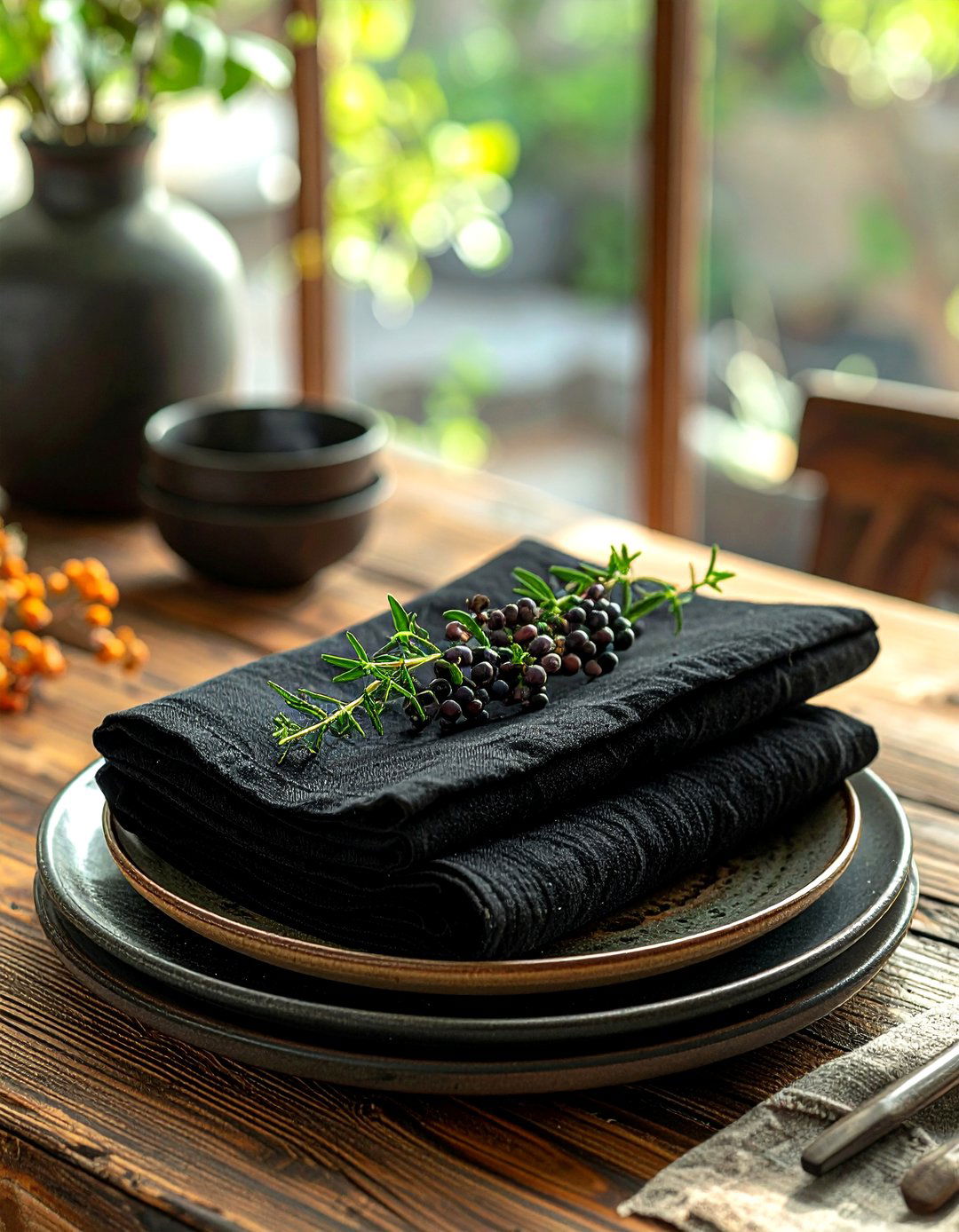Black Linen Napkins - 30 black dining room accessories ideas