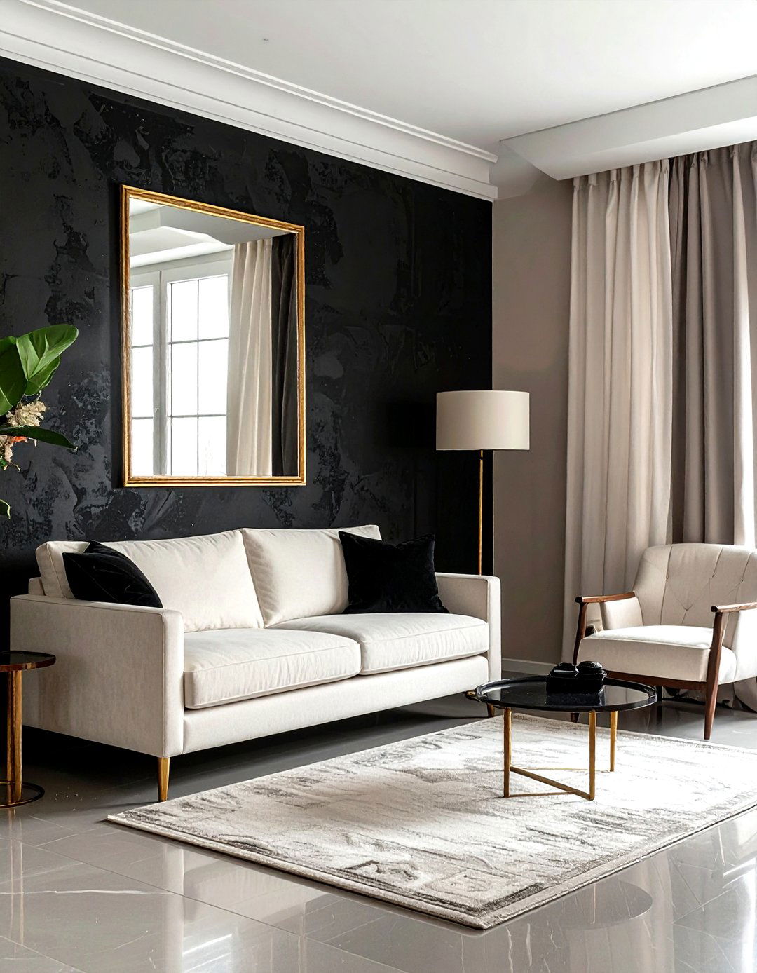 Black Living Room Wall - 30 dark decor ideas