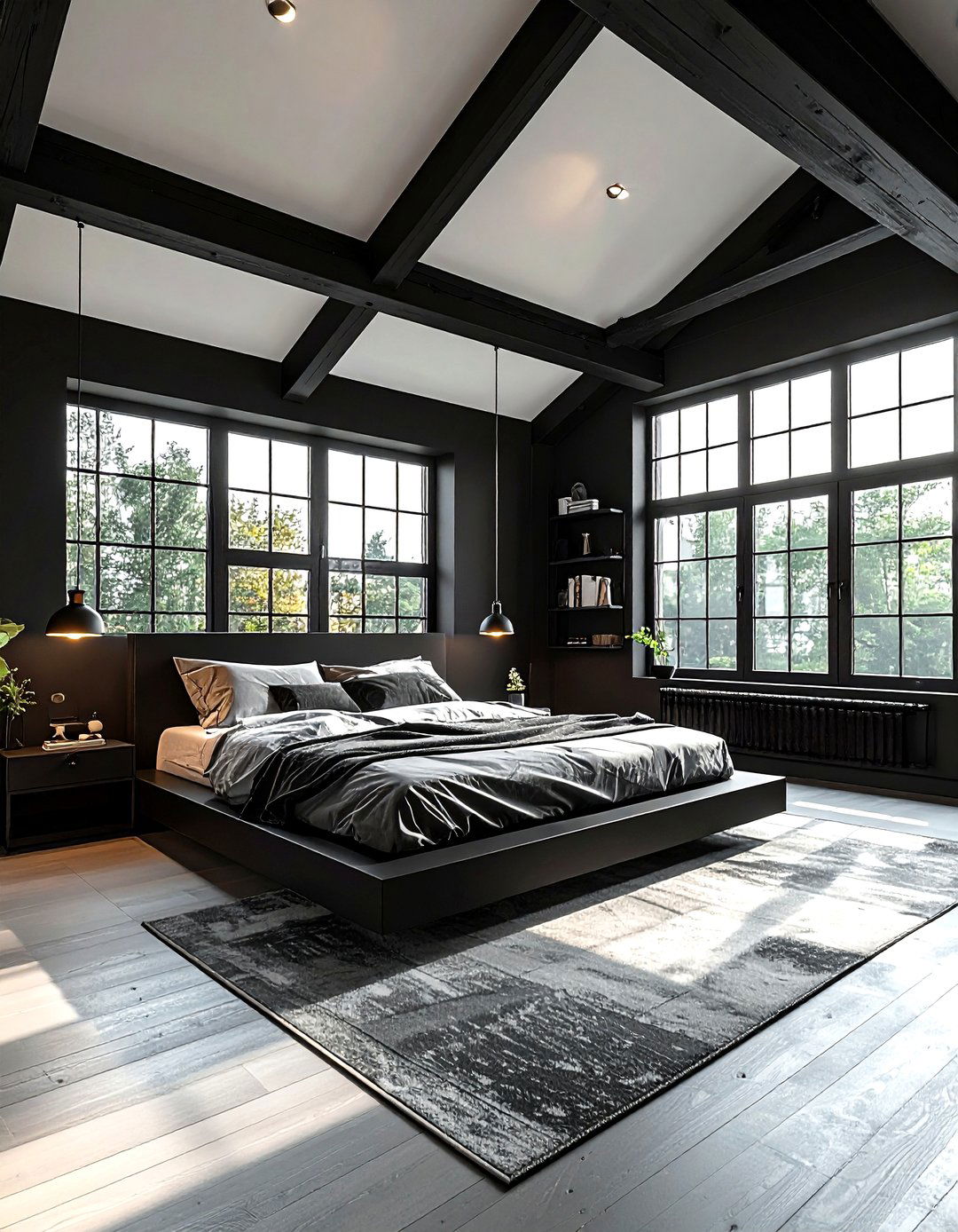 Black Loft Bedroom - 30 minimalist black bedroom ideas