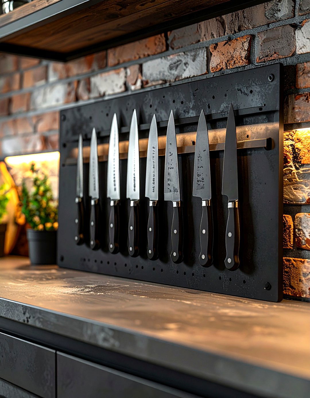 Black Magnetic Knife Strip For Industrial Kitchen - 30 magnetic knife strip kitchen ideas